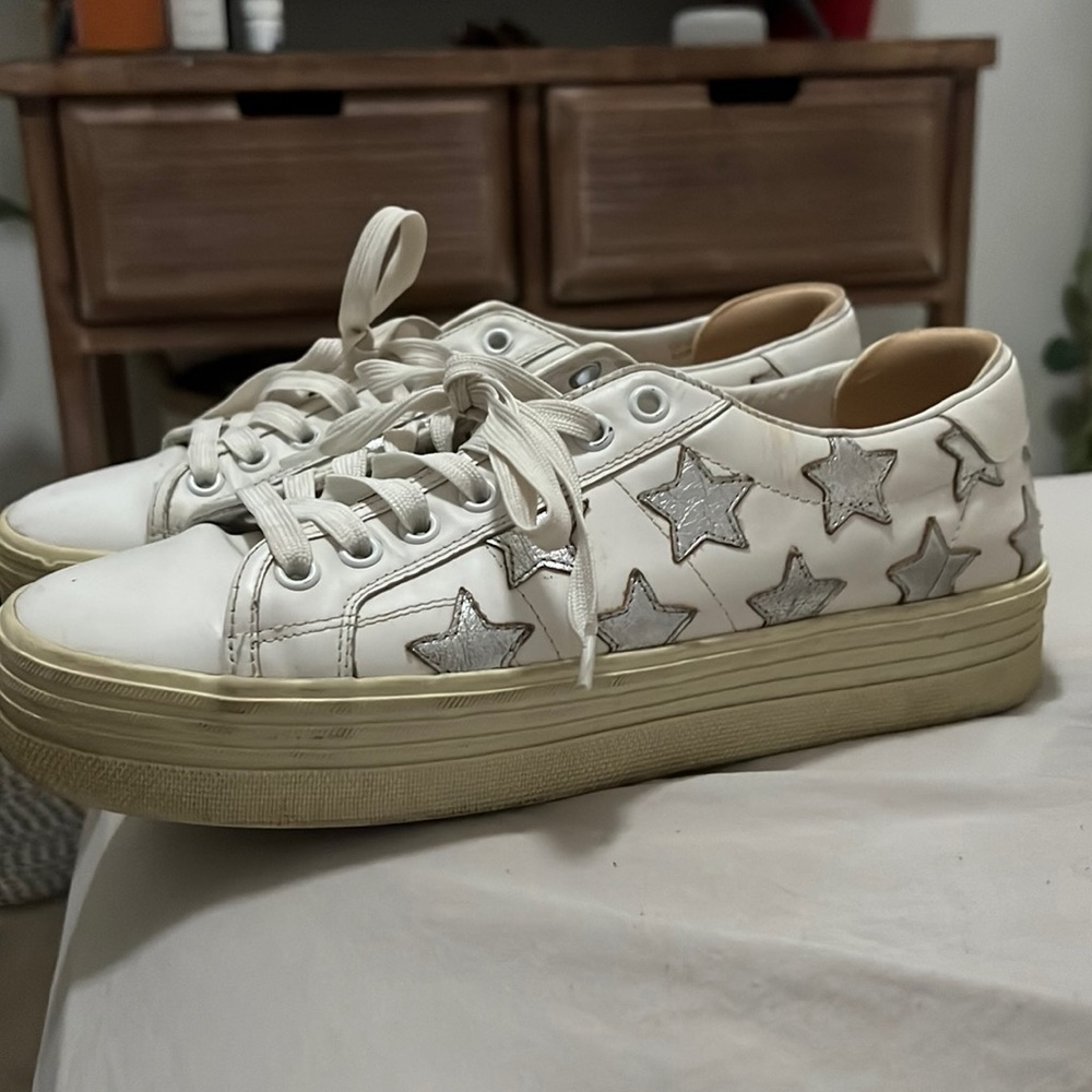 Authentic Saint Laurent Paris platform court classic sneakers size 39 white